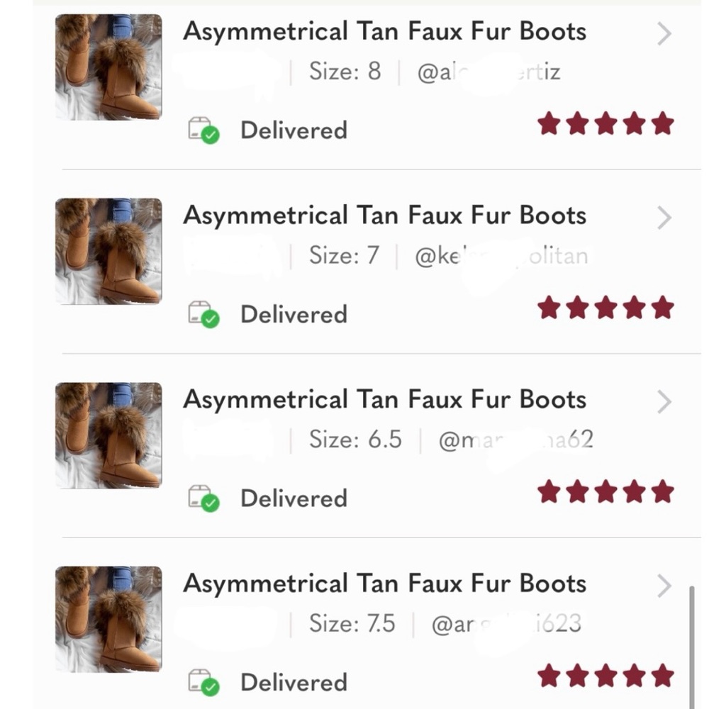 Asymmetrical Tan Faux Fur Boots - Picture 7 of 9